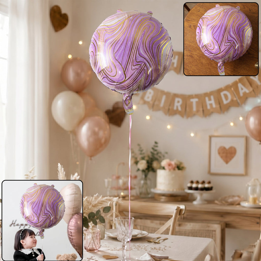 Round Marble Foil Balloon Bright Party Decoration 15cm