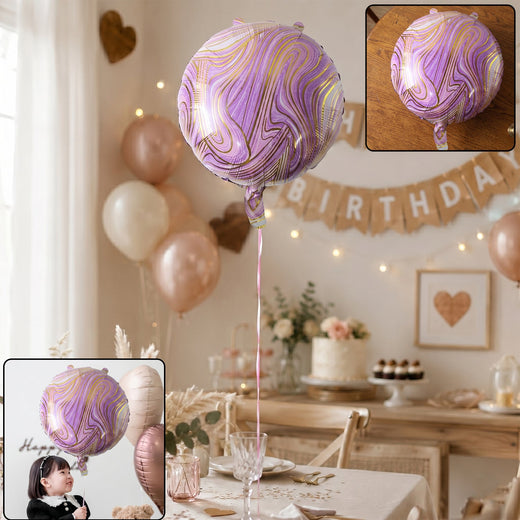 Round Marble Foil Balloon – Bright Party Decoration 15cm