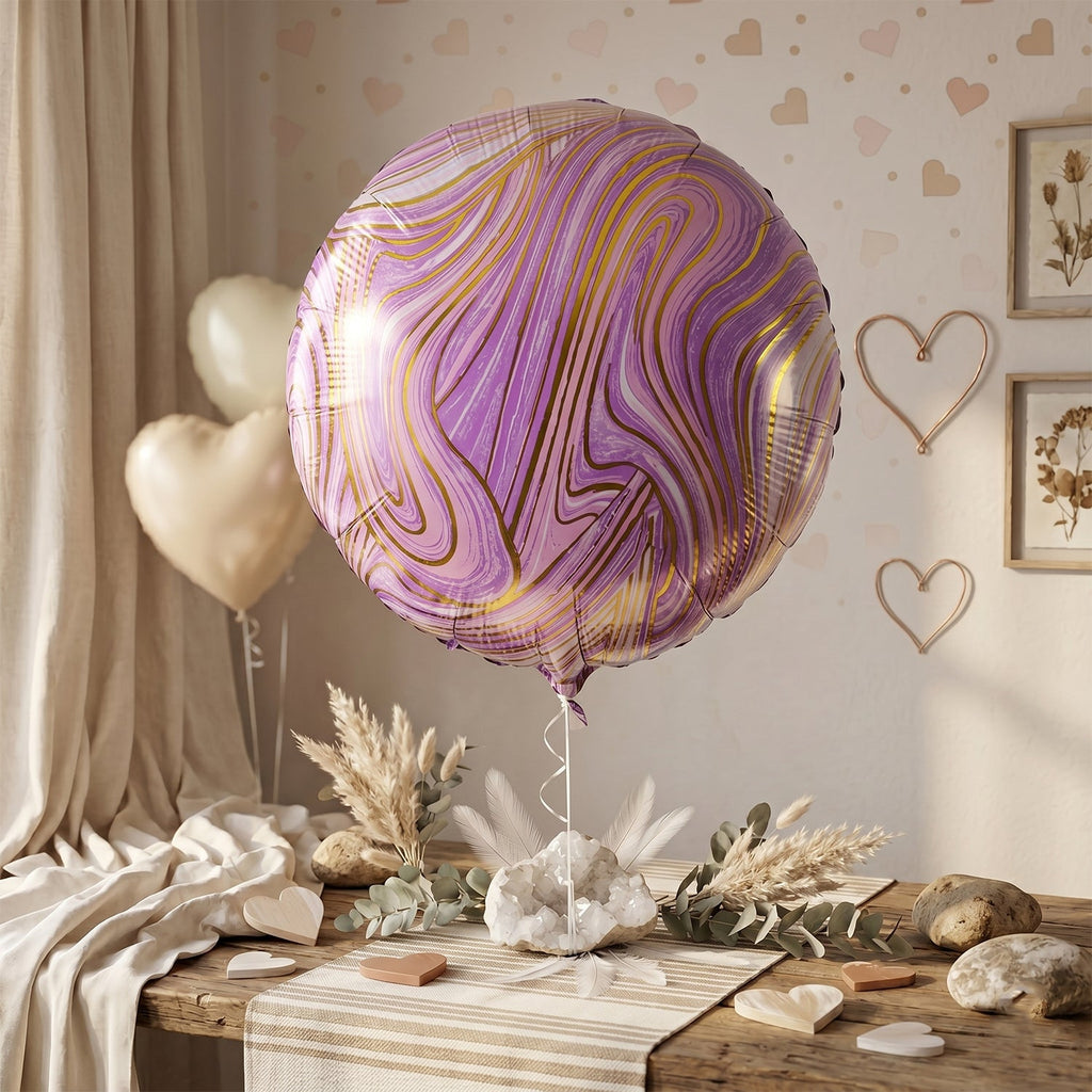Round Marble Foil Balloon Bright Party Decoration 15cm - Detail View 5