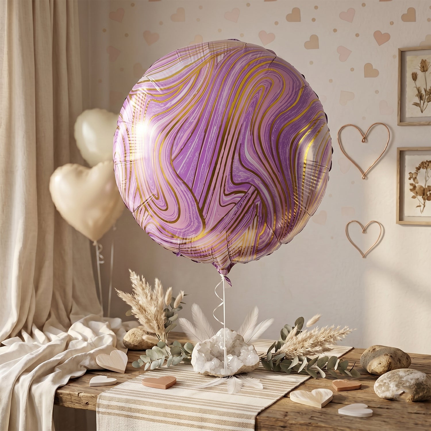 Round Marble Foil Balloon Bright Party Decoration 15cm - Detail View 5