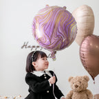 Round Marble Foil Balloon Bright Party Decoration 15cm - Front View