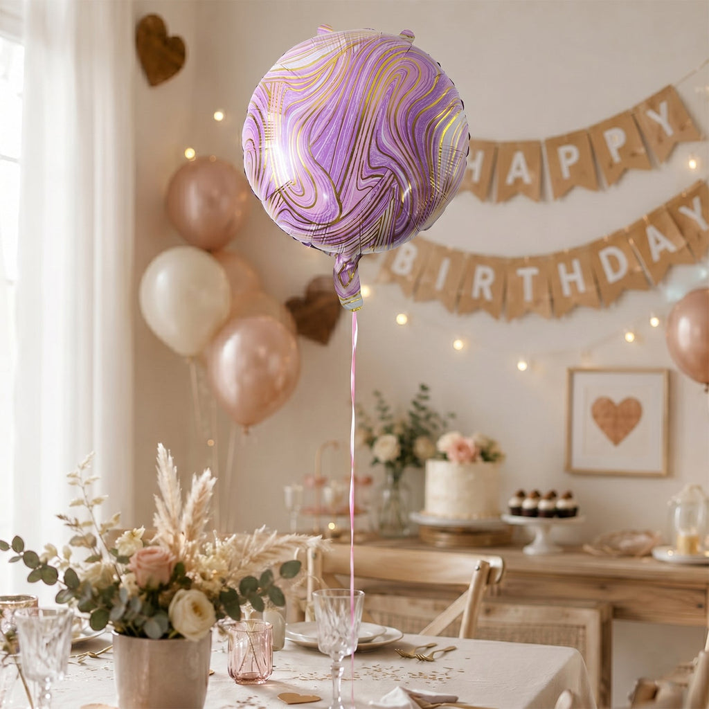 Round Marble Foil Balloon Bright Party Decoration 15cm - Detail View 7