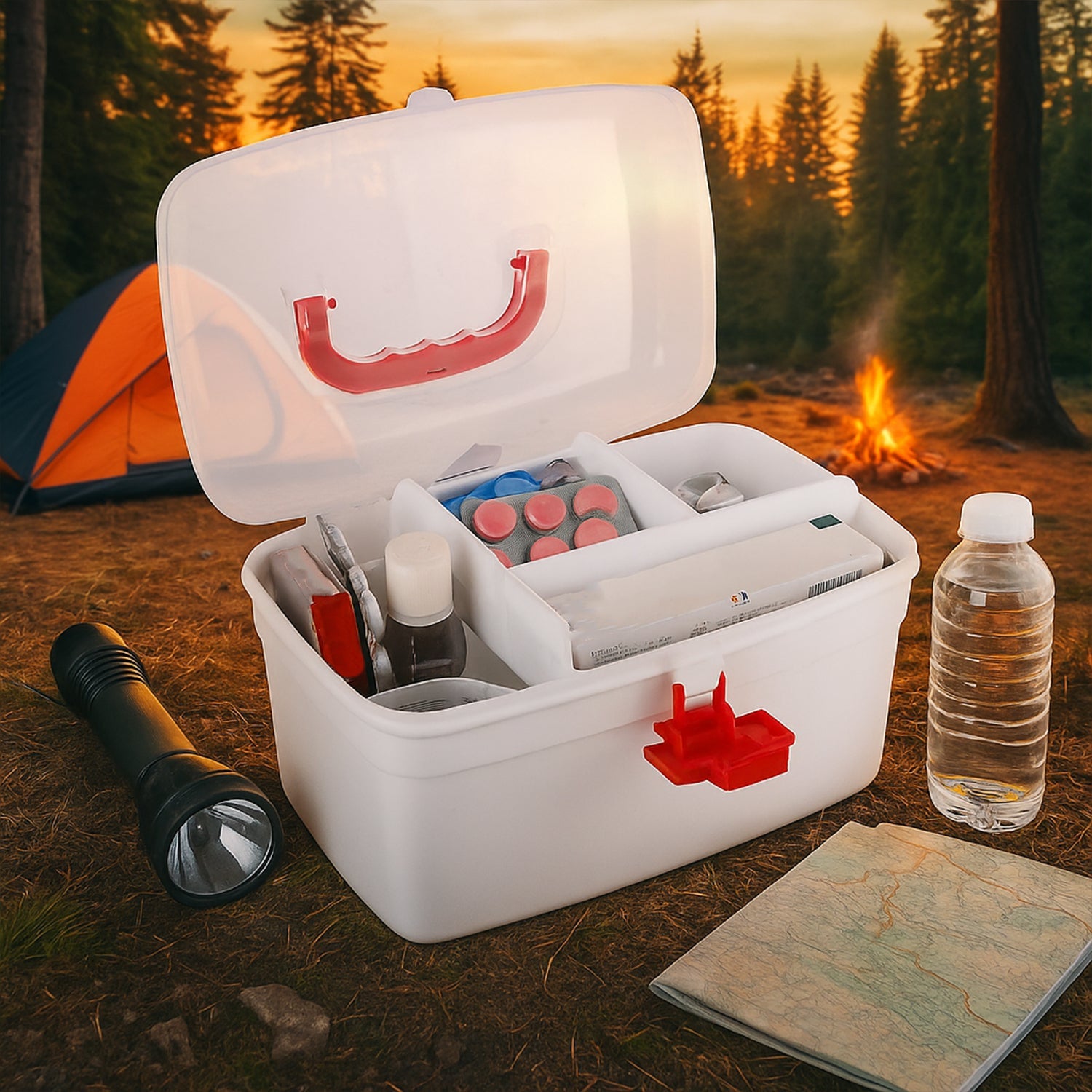 First Aid Box – Portable Medicine Storage with Tray | Organivo