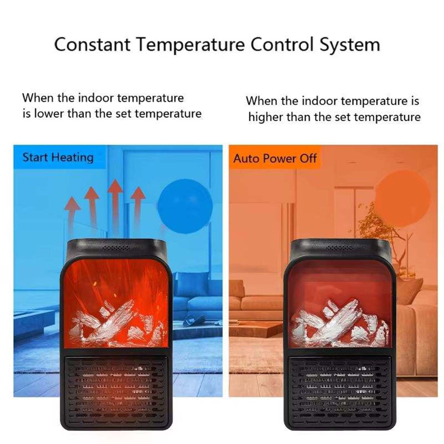 ALVENZA Electric Fireplace Heater – Realistic LED Flame | Deodap