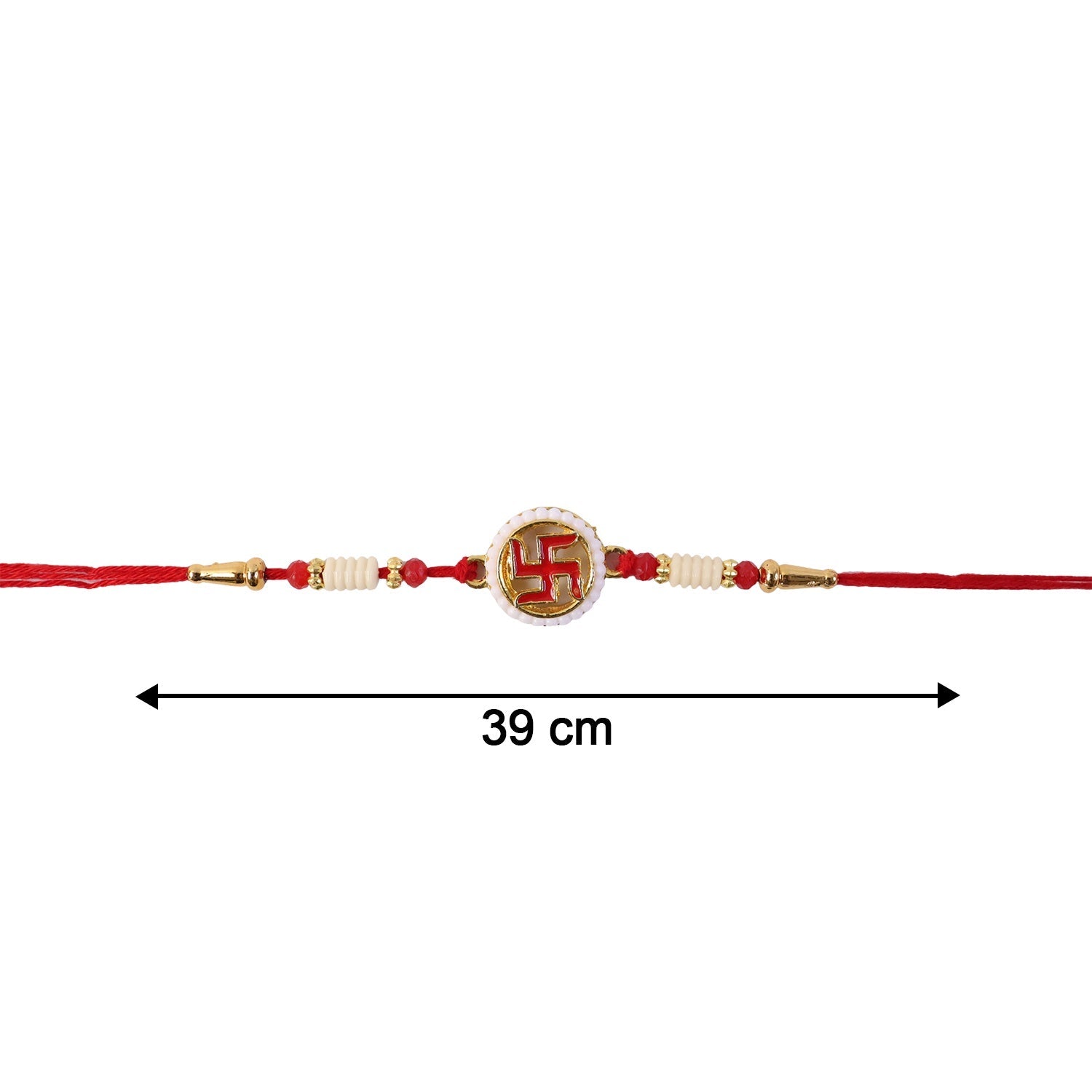 ALVENZA Swastik Pearl Frame Rakhi – Elegant and Traditional Tie for Brothers