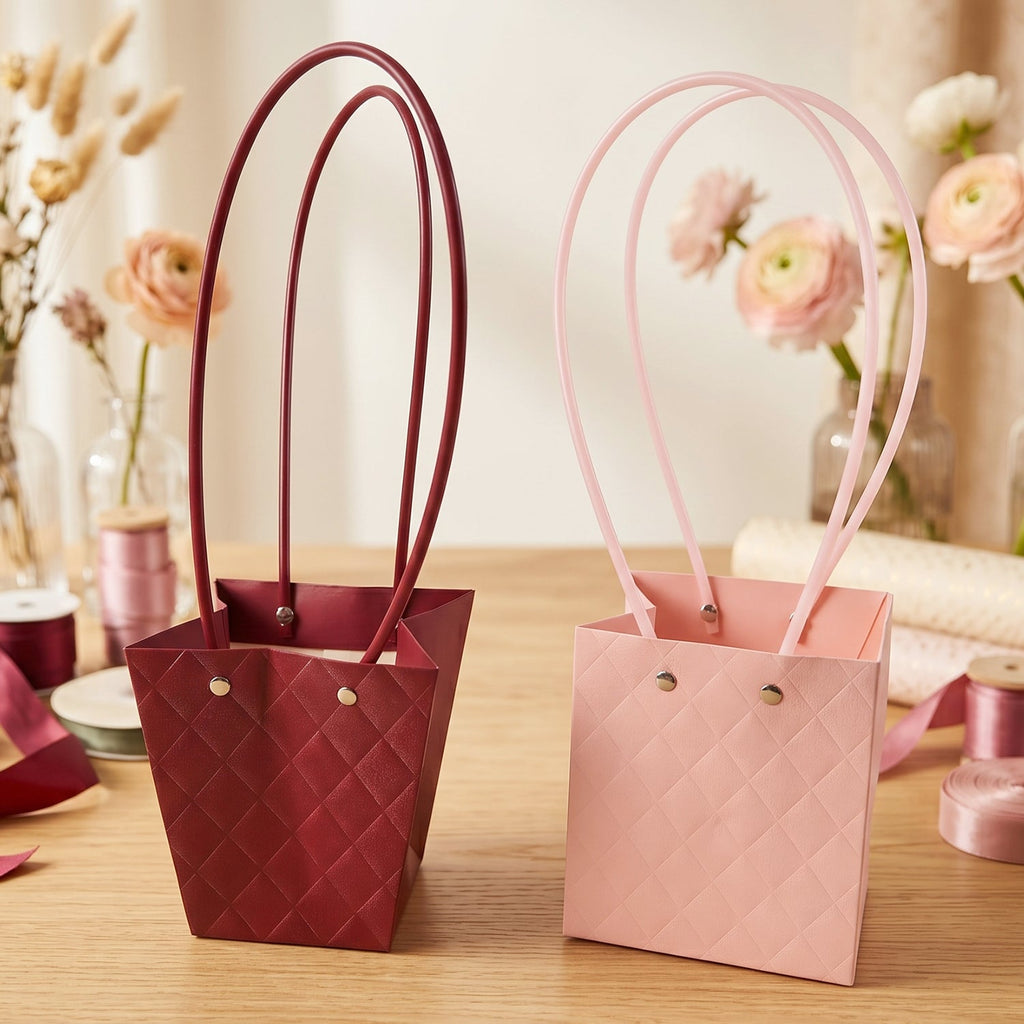 Foldable Flower Packaging Bag Elegant & Water-Resistant Design - Front View
