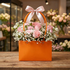 Foldable Flower Packaging Bag Waterproof & Elegant Handle - Front View