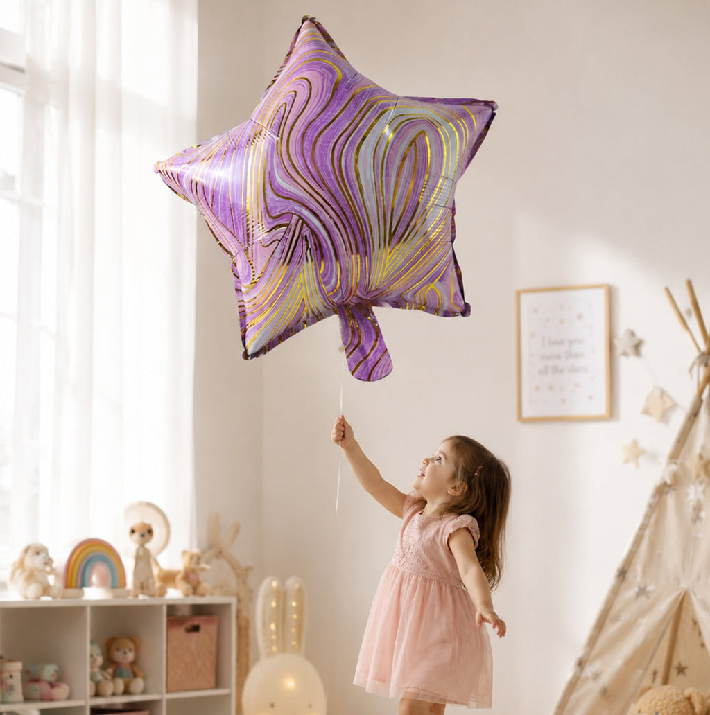 Star Marble Foil Balloon Bright Party Decor for Celebrations - Detail View 5