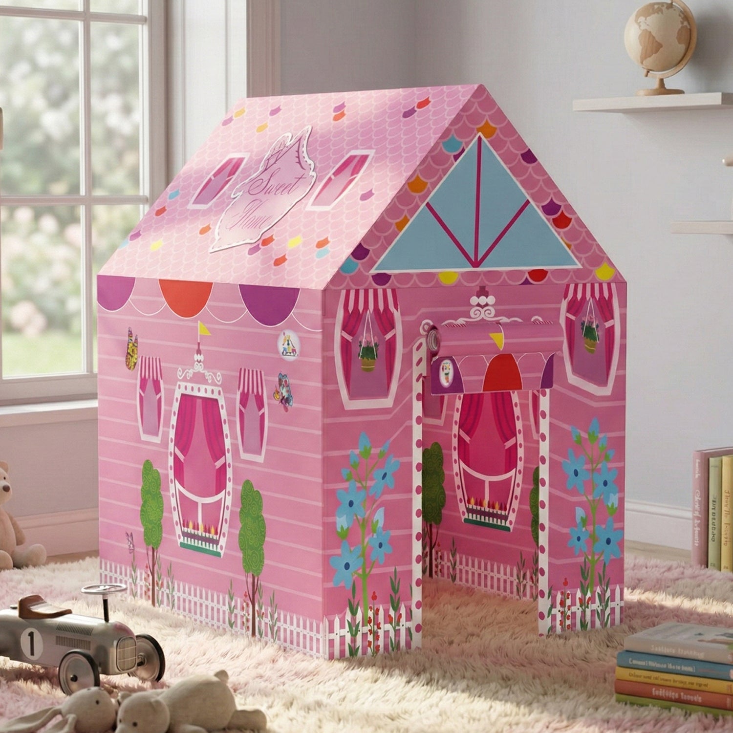 ALVENZA Kids Play Tent House – Pink Foldable Design for Indoor & Outdoor Fun