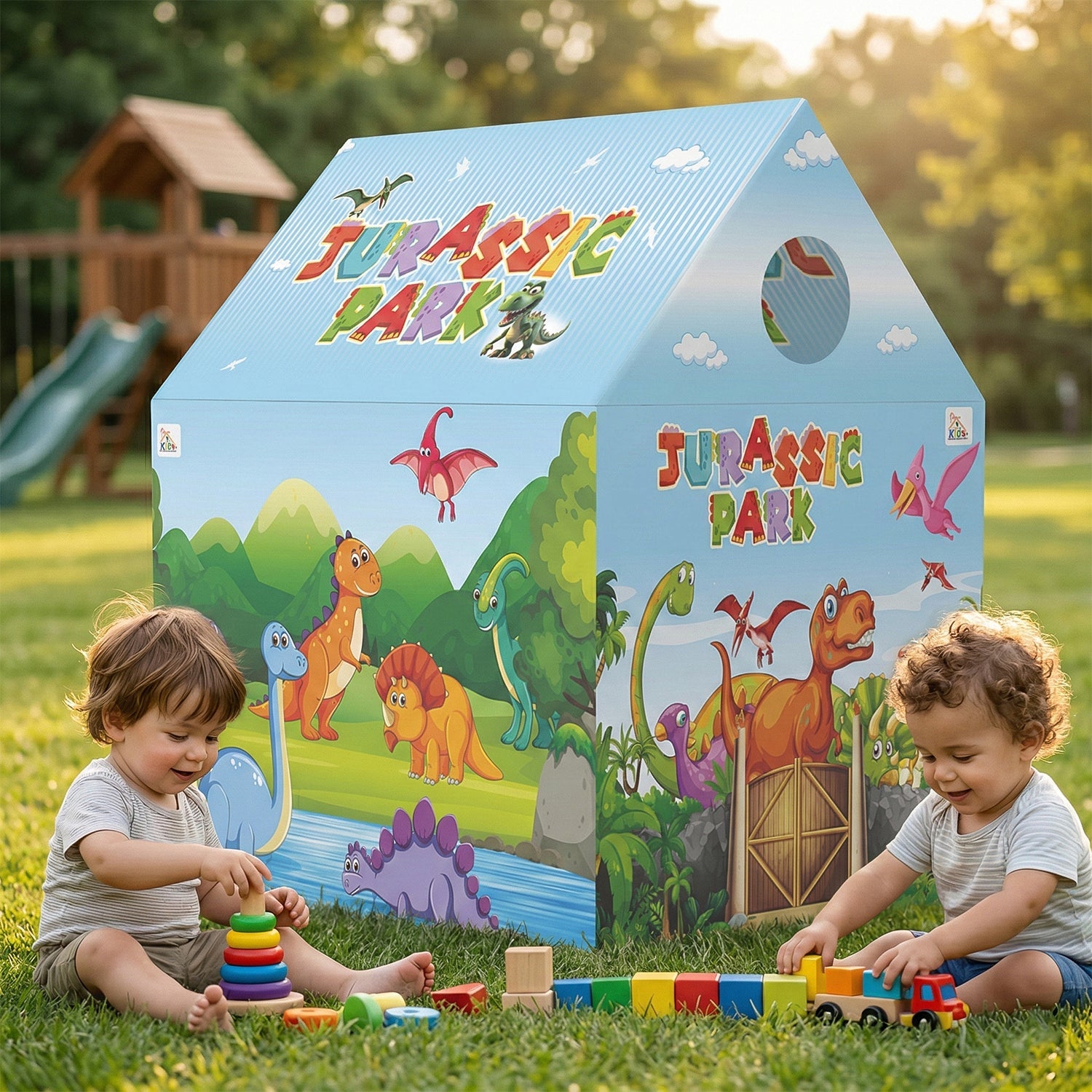 ALVENZA Kids Play Tent House – Dinosaur Theme Foldable Indoor Outdoor Fun
