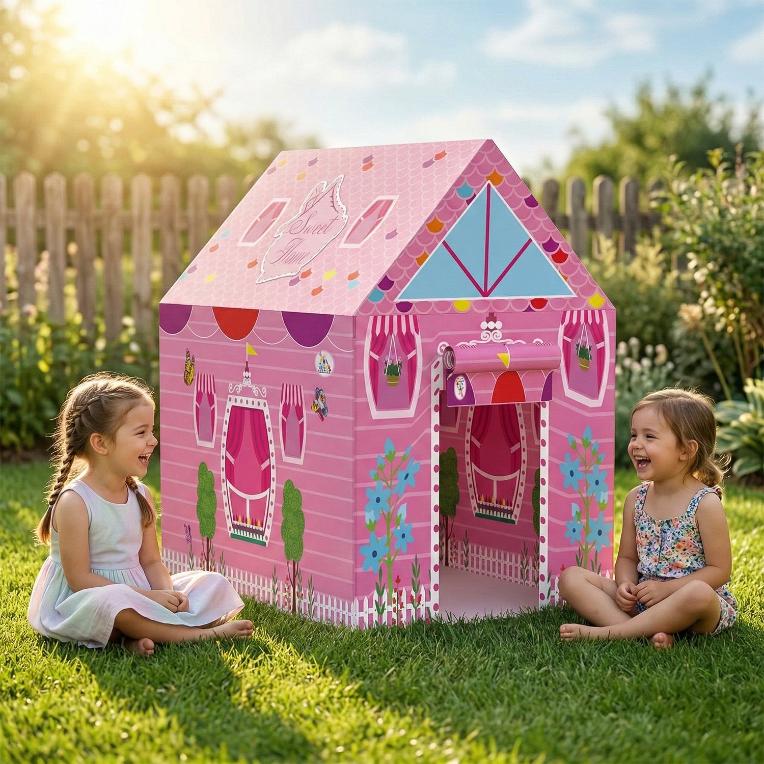 ALVENZA Kids Play Tent House – Pink Foldable Design for Indoor & Outdoor Fun