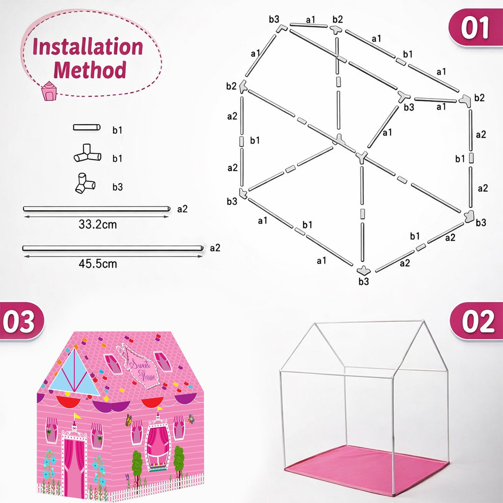 ALVENZA Kids Play Tent House – Pink Foldable Design for Indoor & Outdoor Fun