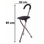 Folding Walking Stick with Seat 3 Leg Cane Stool Chair Support Stand (1 Pc)