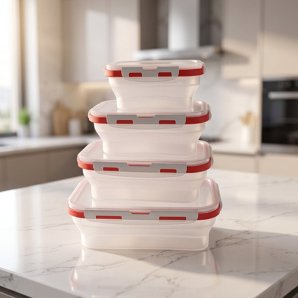 Collapsible Food Storage Container Set Space-Saving & Airtight - Detail View 7