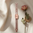 Elegant Rose Gold Women's Watch – Rectangular Dial & Premium Metal Strap