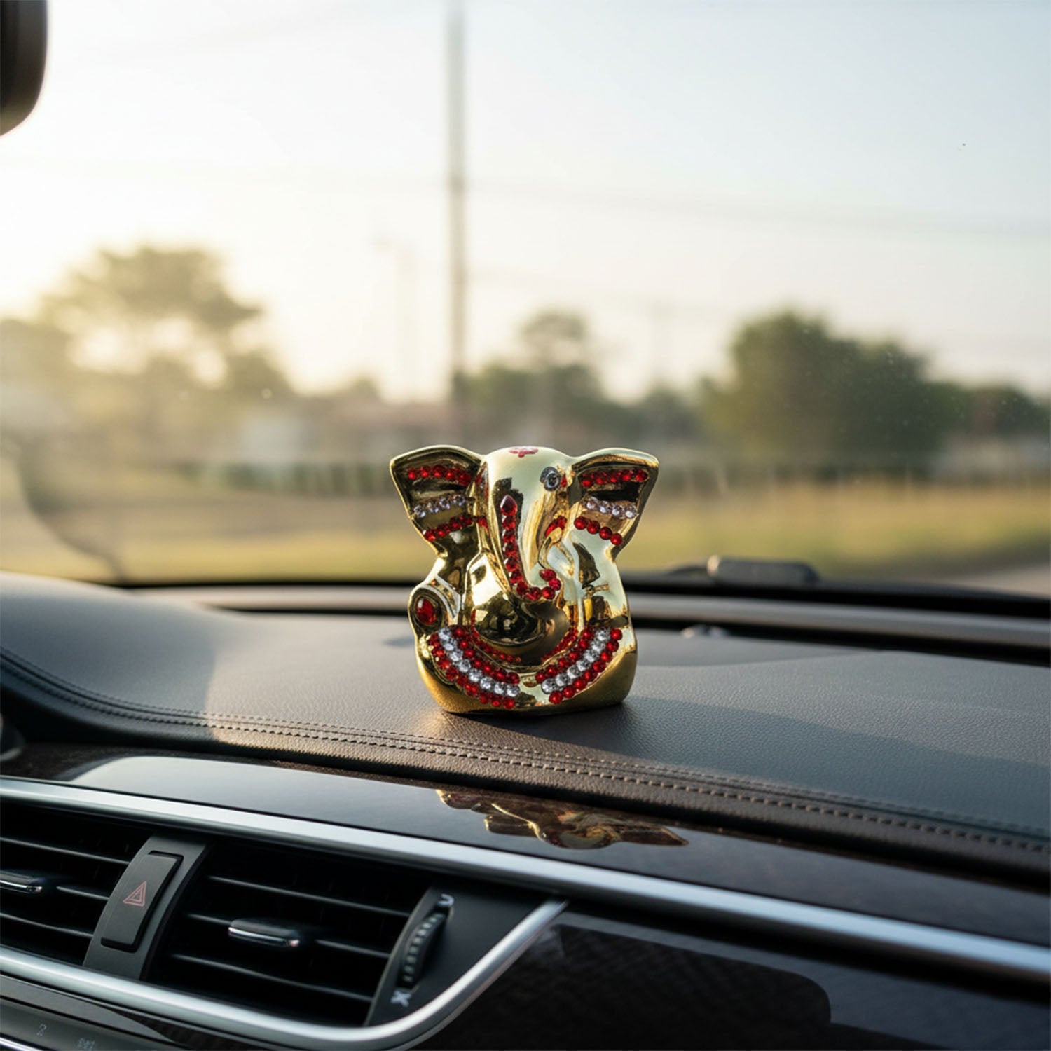 ALVENZA Lord Ganesha Idol – Golden Decorative Spiritual Showpiece