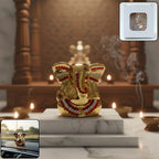 ALVENZA Lord Ganesha Idol – Golden Decorative Spiritual Showpiece