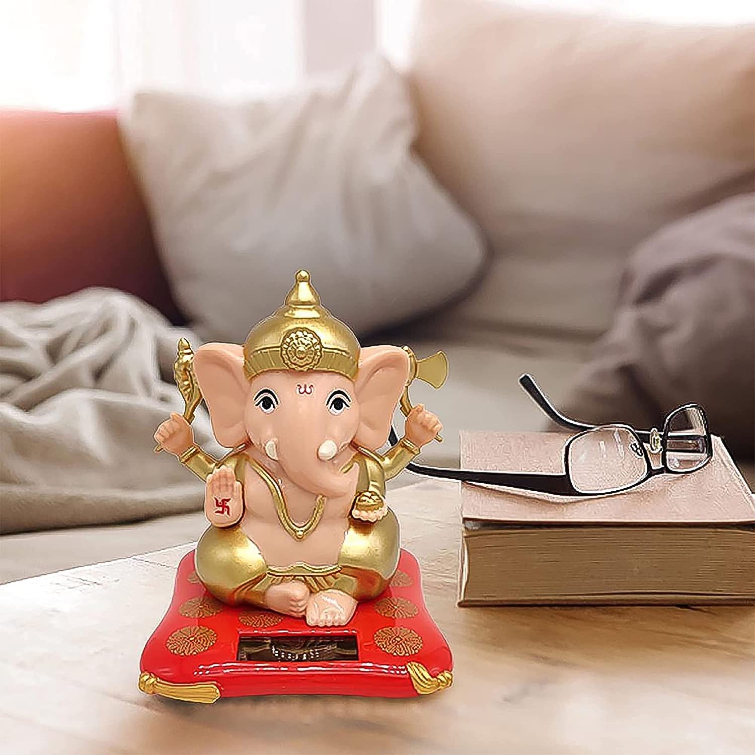 ALVENZA Solar-Powered Dancing Ganesha Idol – Eco-Friendly Spiritual Décor
