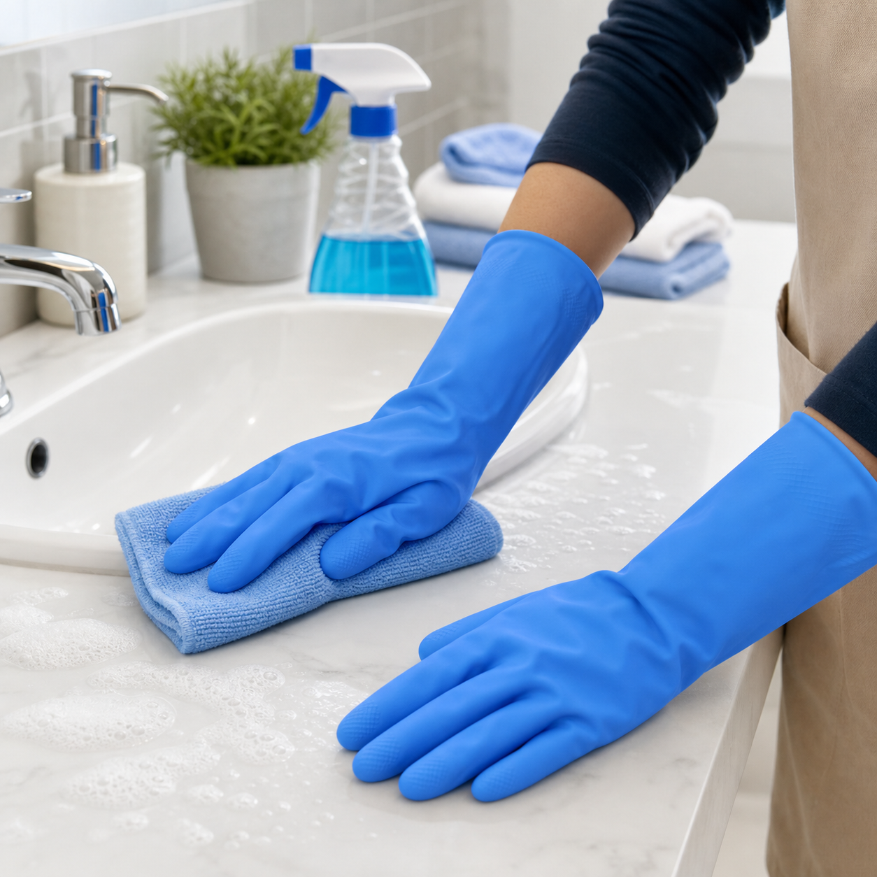Rubber Cleaning Gloves Reusable and Waterproof for Household Tasks - Detail View 7