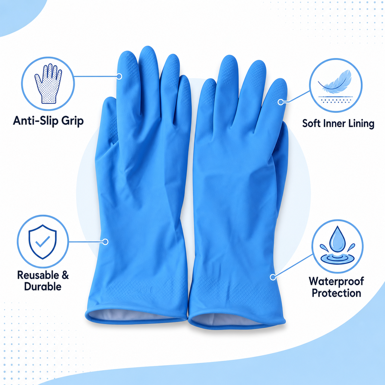 Rubber Cleaning Gloves Reusable and Waterproof for Household Tasks - Detail View 8