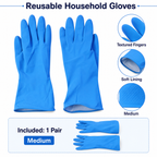 Rubber Cleaning Gloves Reusable and Waterproof for Household Tasks - Back View
