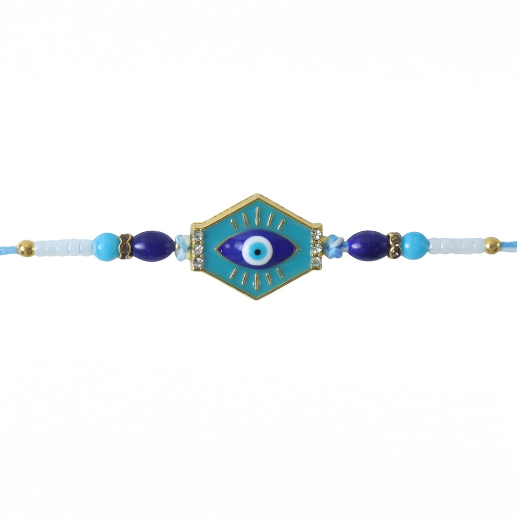 ALVENZA Evil Eye Hexagon Rakhi – Modern Protection Design for Raksha Bandhan