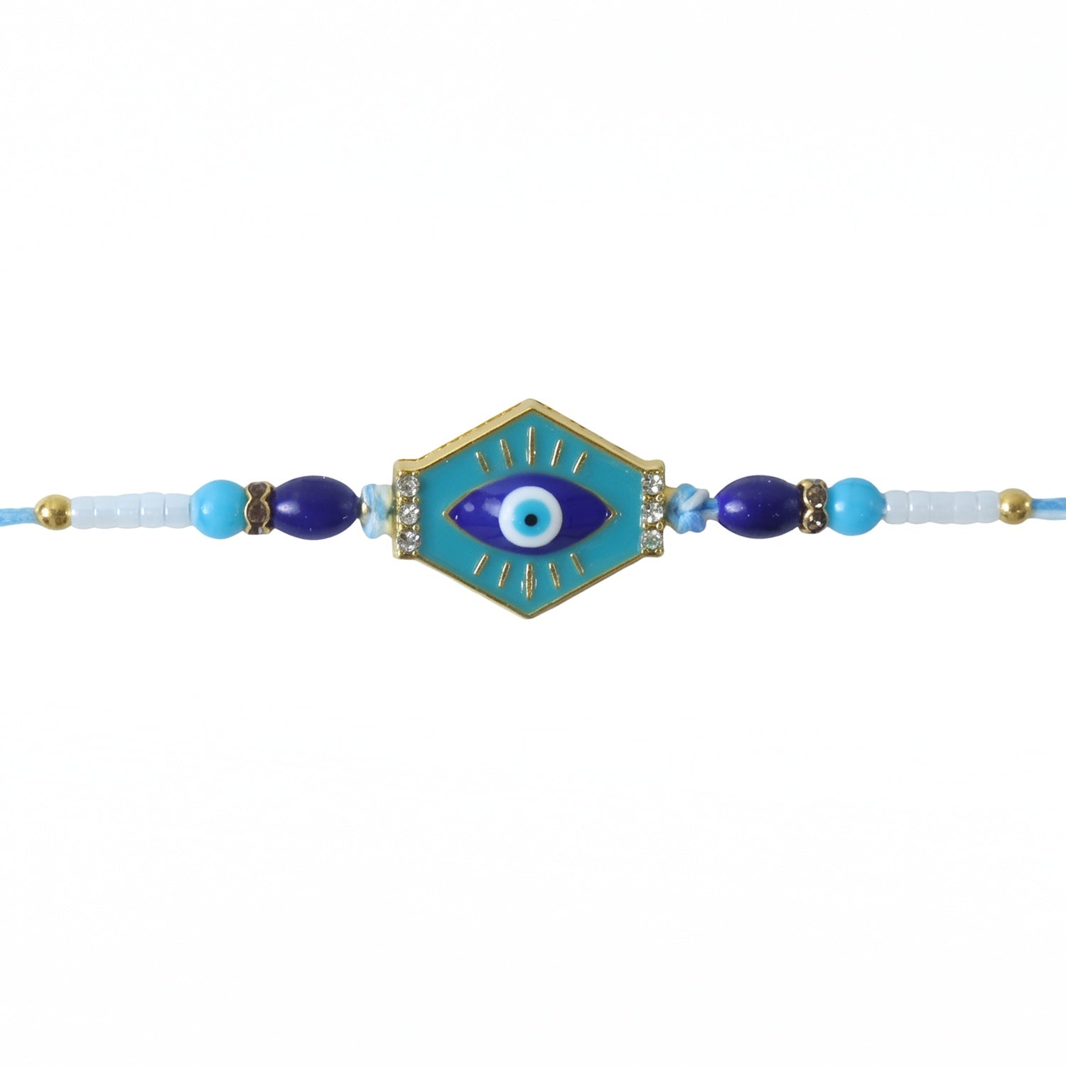 ALVENZA Evil Eye Hexagon Rakhi – Modern Protection Design for Raksha Bandhan