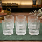 ALVENZA Crystal Glass Tumbler Set – Ribbed Design 250 ML Glass Set