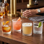 ALVENZA Crystal Glass Tumbler Set – Ribbed Design 250 ML Glass Set
