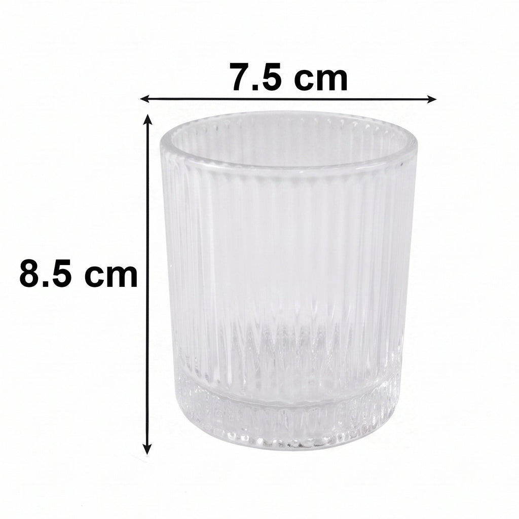 ALVENZA Crystal Glass Tumbler Set – Ribbed Design 250 ML Glass Set