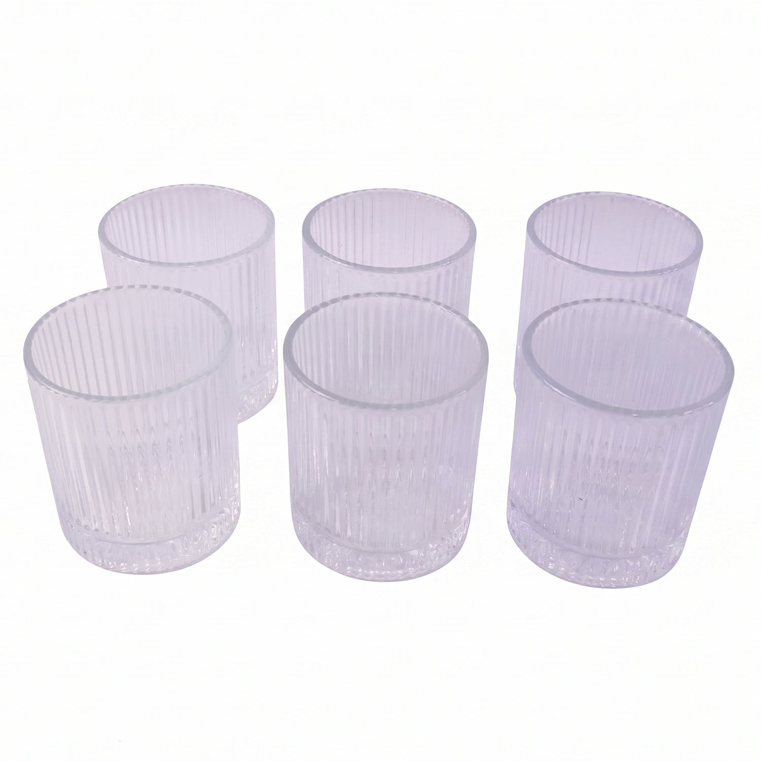 ALVENZA Crystal Glass Tumbler Set – Ribbed Design 250 ML Glass Set