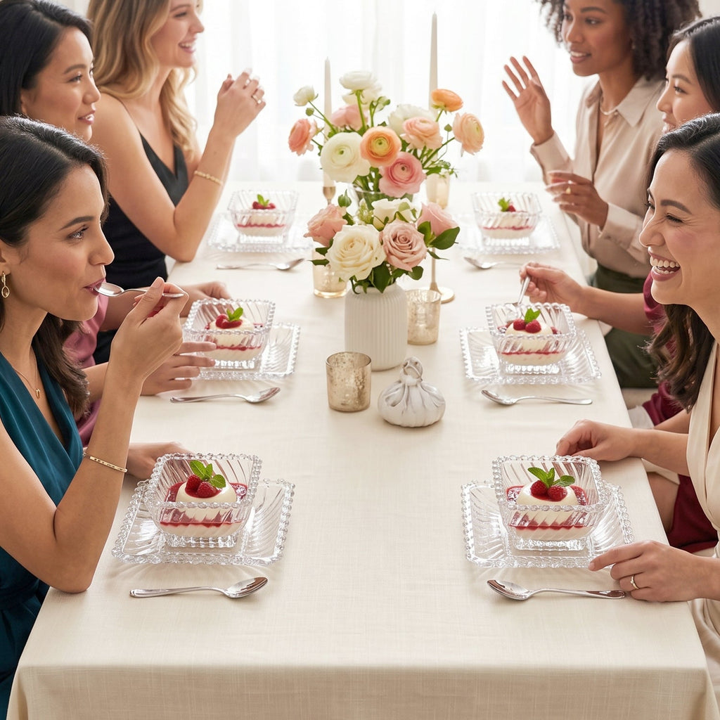 ALVENZA Glassware Serving Set – Elegant 12-Piece Snack & Dessert Plate Collection