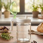 Glass Oil Bottle 580ml Leak-Proof & Easy Pour Design - Front View