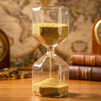 Elegant 4-Minute Glass Sand Timer for Desk & Decor - Front View