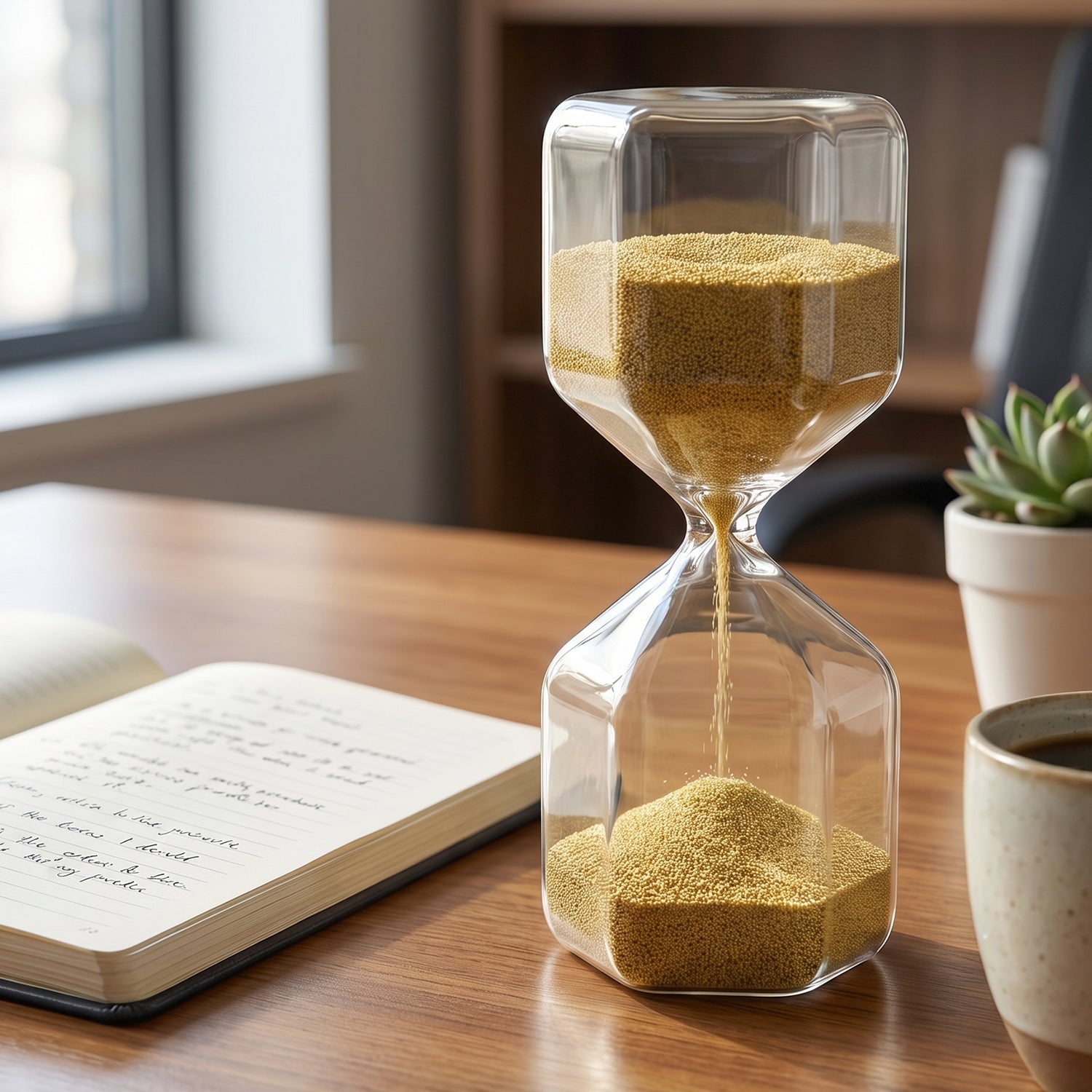 Elegant 4-Minute Glass Sand Timer for Desk & Decor - Detail View 7