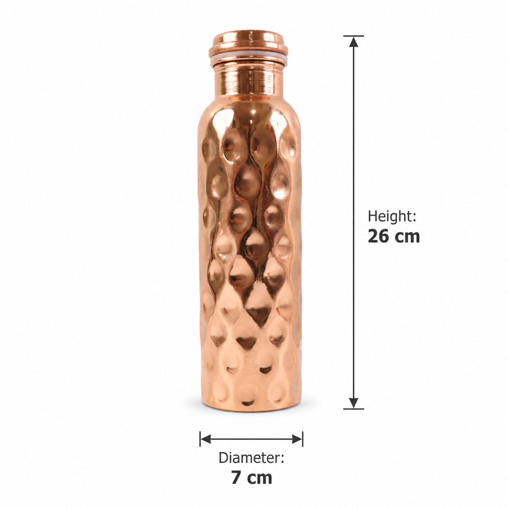 Copper Water Bottle Set Diamond Cut & 2 Glasses - Detail View 6