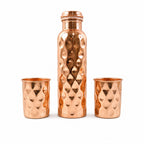 Copper Water Bottle Set Diamond Cut & 2 Glasses - Detail View 5
