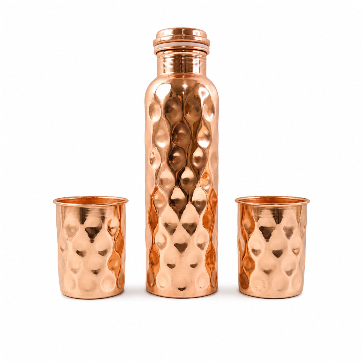 Copper Water Bottle Set Diamond Cut & 2 Glasses - Detail View 5