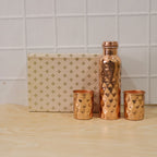 Copper Water Bottle Set Diamond Cut & 2 Glasses - Detail View 8