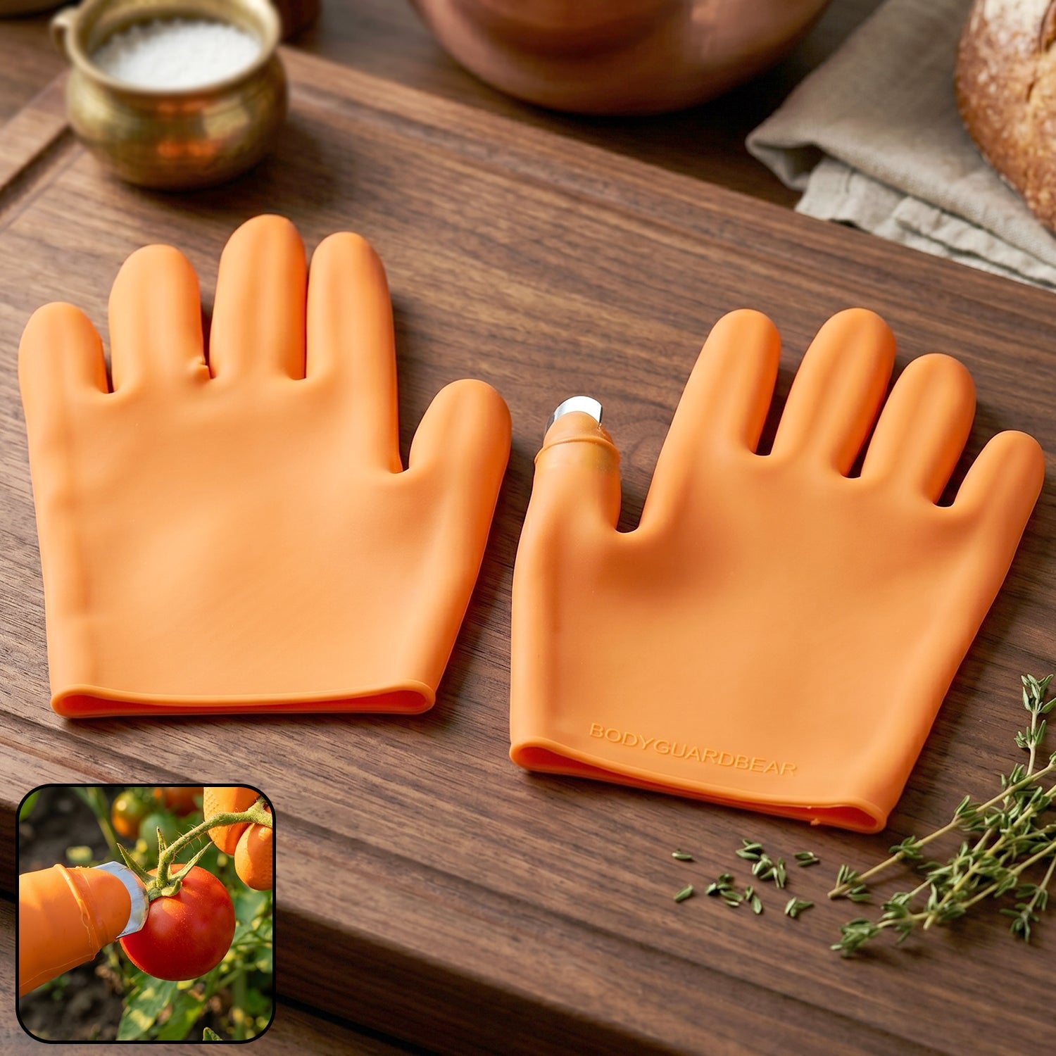 Silicone Gloves Hand Protection with Built-in Finger Guard