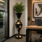 ALVENZA 24-Inch Metal Floor Vase – Elegant Gold Leaf Design for Home Decor
