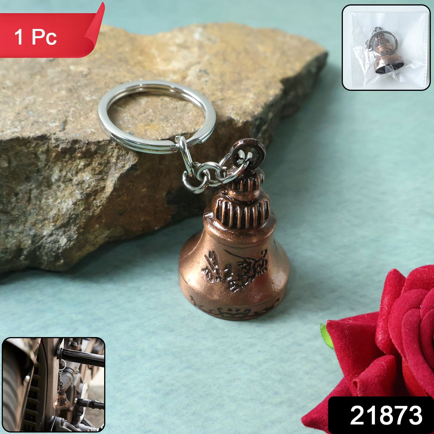 ALVENZA Bell Shape Mini Metal Keychain – Stylish Durable Key Holder