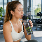 ALVENZA KOLORR Leakproof Sports Water Bottle with Straw & Carry Loop Black (700ML)