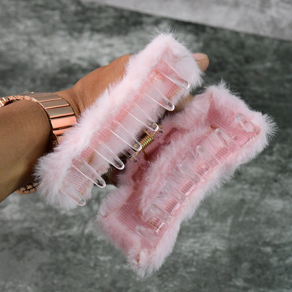 Faux Fur Hair Claw Clips – Soft, Big & Fluffy 12 Pc Set