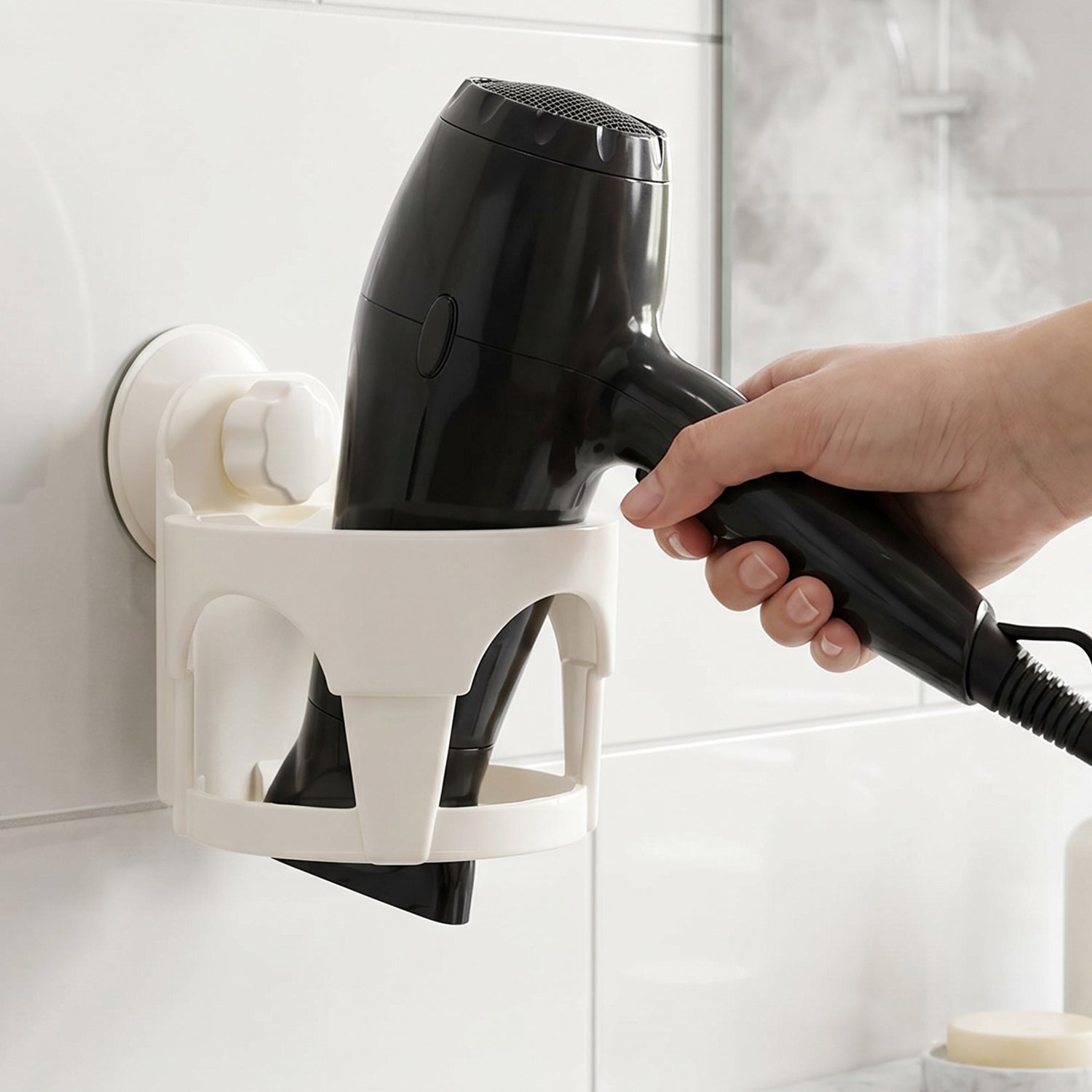 Hair Dryer Holder Easy Bathroom Storage with Suction Cup - Detail View 5