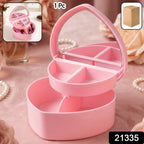 Makeup Storage Box with Mirror Compact & Multi-Compartment Design - Side View