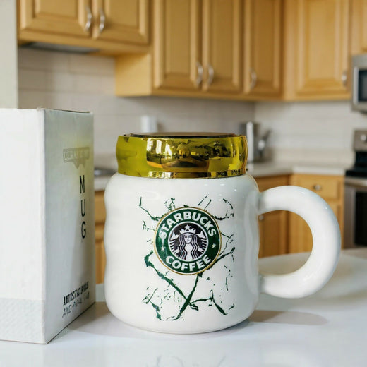 ALVENZA Ceramic Coffee Mug with Lid – Elegant Marble Design & Heat Retention