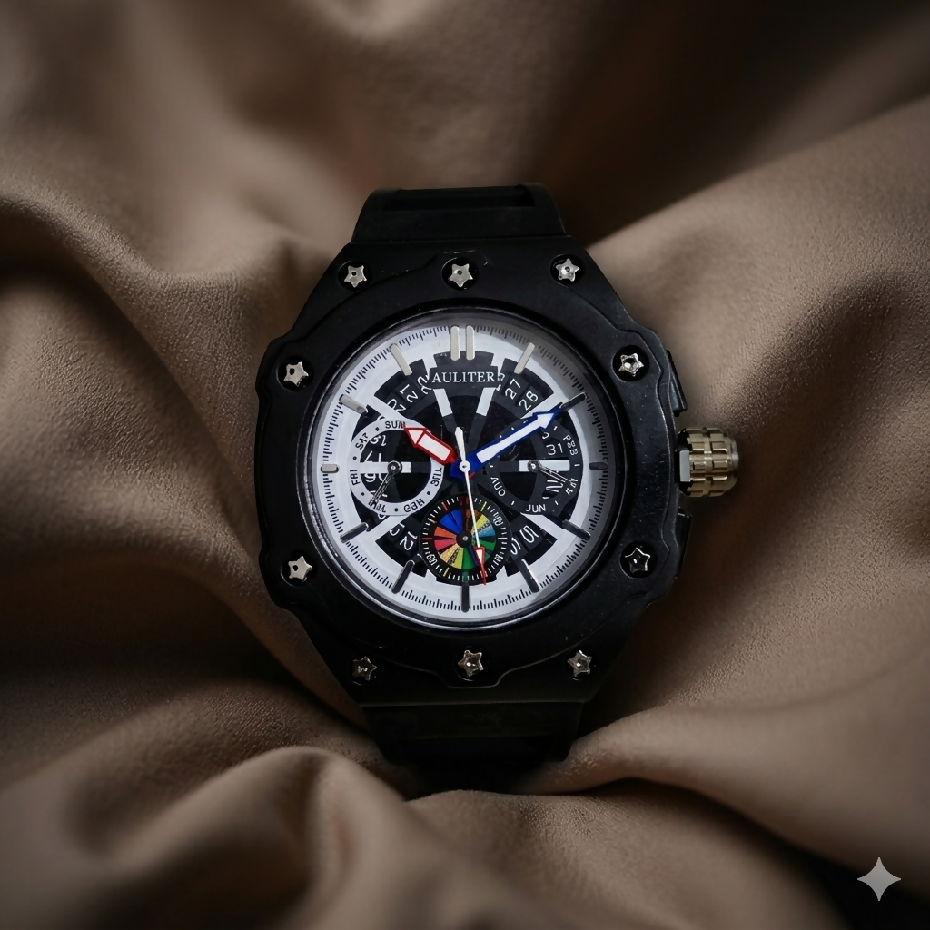 Men's Black Dial Analog Watch – Stylish & Durable Silicone Strap
