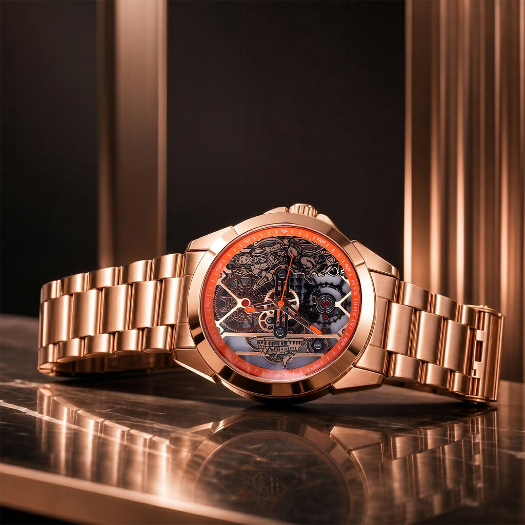 Jai Shri Ram Analog Watch – Devotional Style with Rose Gold Finish