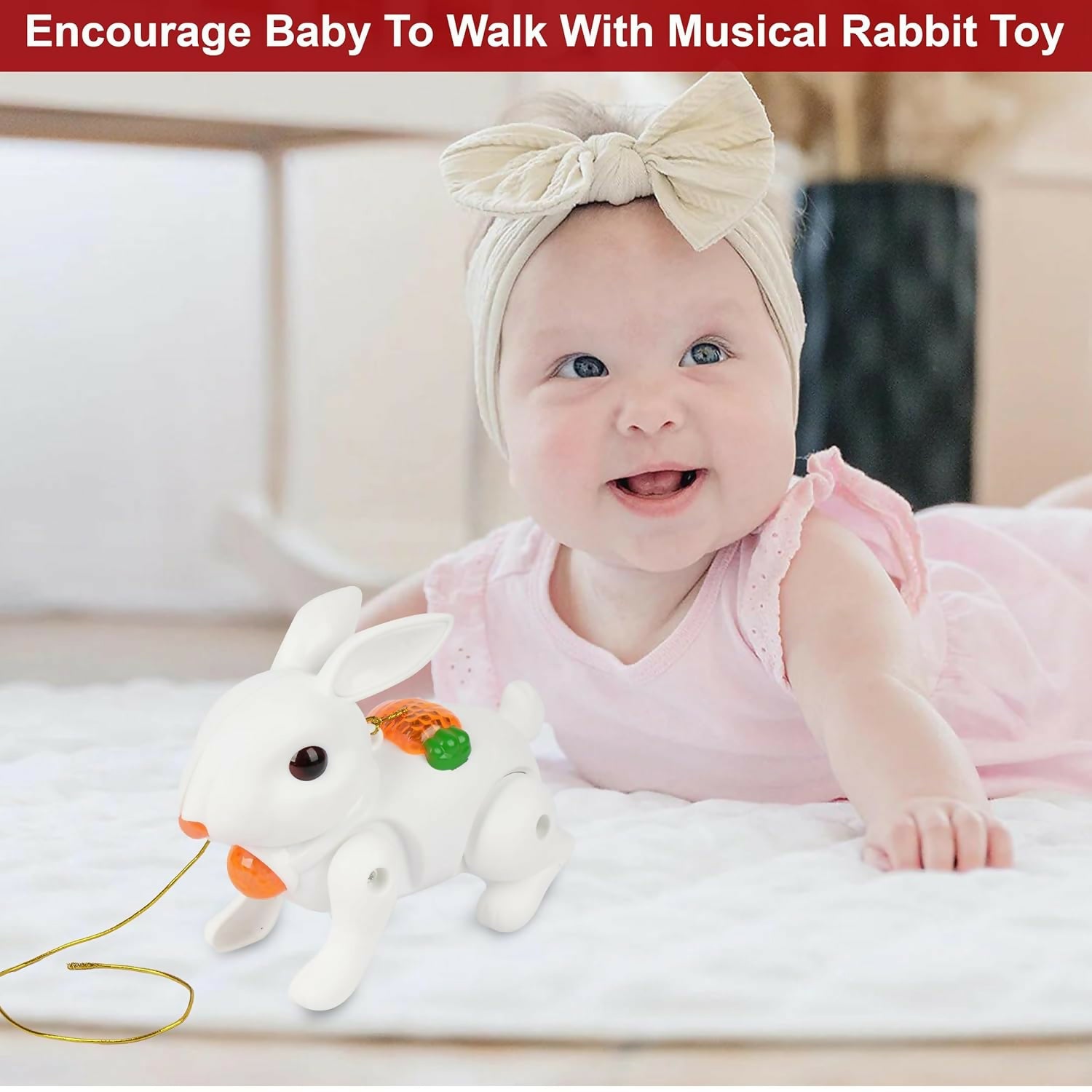 ALVENZA Crawling Rabbit Toy – Musical with Lights & Sounds for Kids